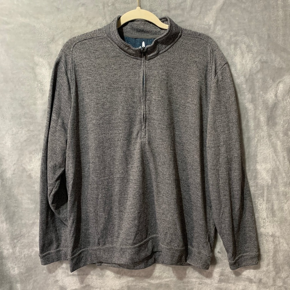 johnnie-O Reflex Sweater Men's XL Quarry Gray 1/4 Zip Pullover Polyester